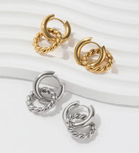 JOOLIM Jewelry PVD 18K Gold Plated Double Rope Chain Hoop Earring Stainless Steel Jewelry Fashion Jewelry