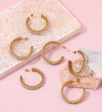 Luxury High Quality CZ Pave Party Chunky Big Crystal Hoop Earring Stainless Steel Jewelry