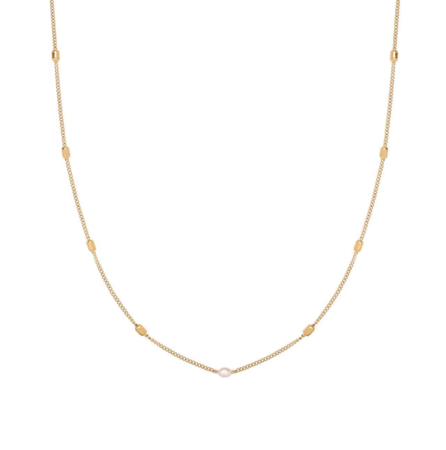 Joolim Jewelry 18K Gold Plated Fresh Water Pearl Dainty Chain Beads Satellite Necklace Stainless Steel Jewelry Wholesale