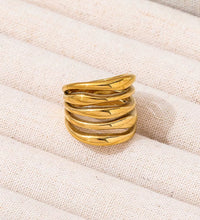 Tarnish Free High End 18K Gold Plated Hollow Multi-Layer Statement Band Ring for Women Stainless Steel Jewelry Gift Wholesale
