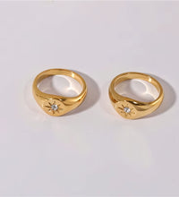 High End 18K PVD Gold Plating Sparkling North Star Stainless Steel Rings Diamond Rings Stainless Steel Jewelry