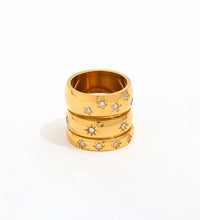 Joolim Jewelry Wholesale 18K Gold Plated Star Zirconia Stainless Steel Ring for Women Dainty Ring