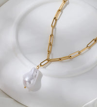 Joolim Jewelry 18K Gold Plated Link Chain Necklace Pearl Pendant Necklace