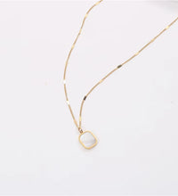 Joolim 18K Gold Plated Dainty White Rectangle Shell Pendant Necklace Stainless Steel Jewelry Wholesale