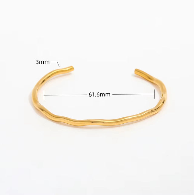 High End Gold Plated Stainless Steel Simple Cuff Bracelet Trendy Jewelry