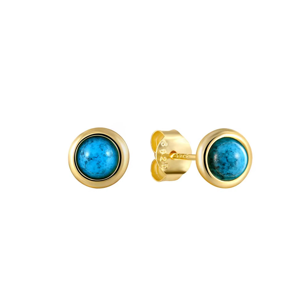 925 Sterling Silver Turquoise Eyes Stud Earrings Europe and American Hot Sell Silver Jewelry