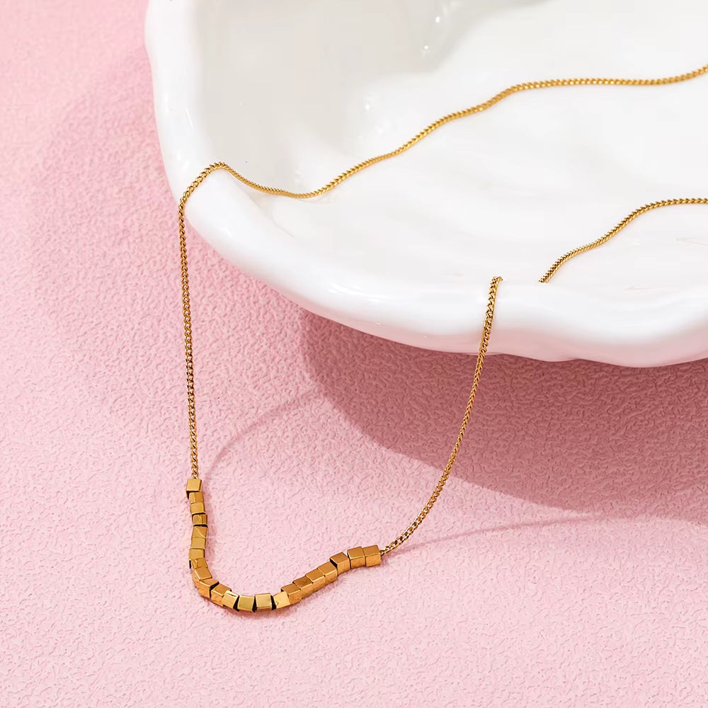 Joolim Jewelry 18K Gold Plated Boxes Pendant Necklace Stainless Steel Fashion Jewelry Wholesale for Women