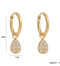 18K Pvd Dainty Elegant CNC Cubic Zirconia Pave Heart Waterdrop Starburst Cross Stainless Steel Hoop Earring Fine Jewelry