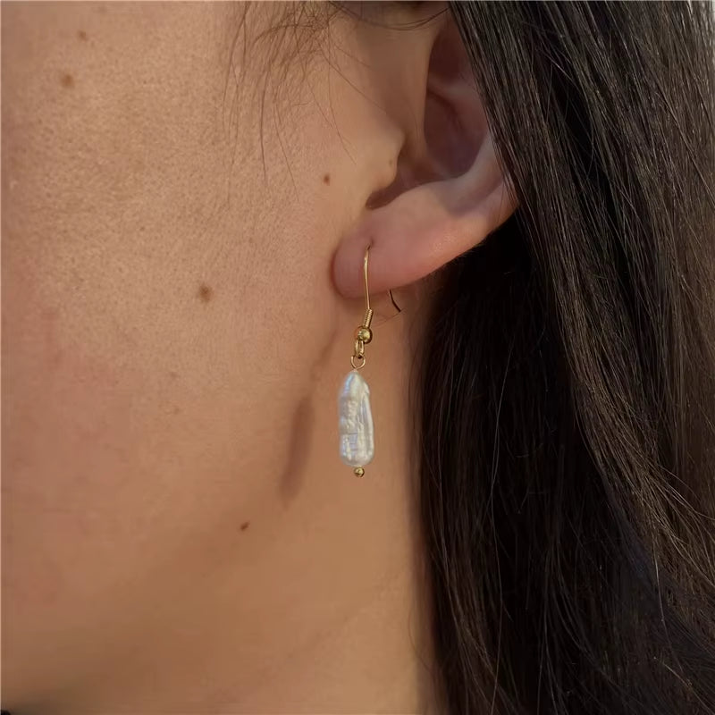 Joolim 18K Gold Plated Irregular Real Natural Freshwater Pearl Stainless Steel Paper Pin Necklace Bracelet Earring Jewelry Set