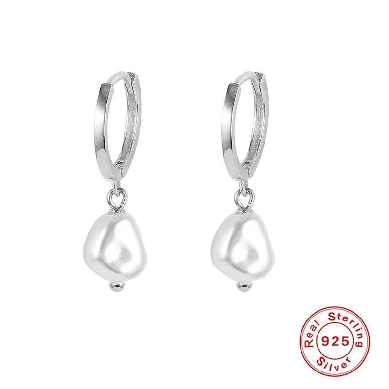 Dainty 925 Sterling Silver Simulated Pearl Earring Fashion Jewelry Wholesale