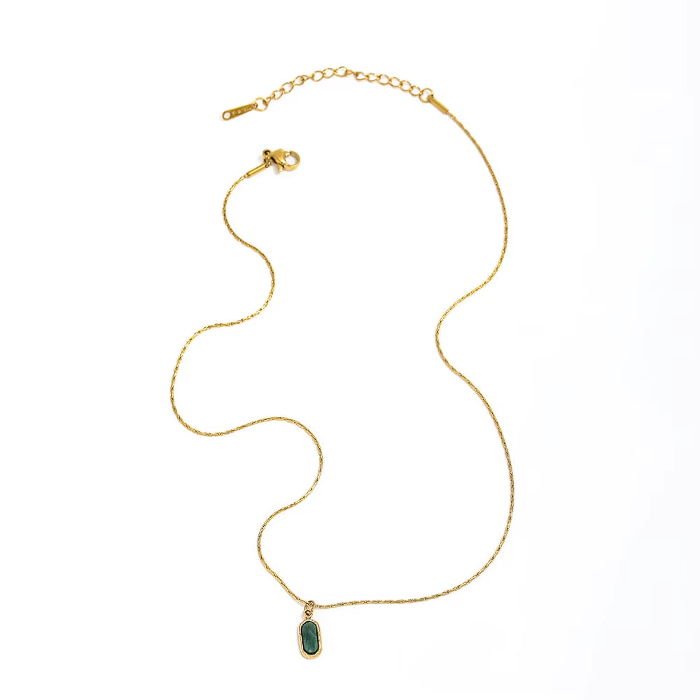 JOOLIM High End Stainless Steel Oval Colorful Natrual Stone Pendant Necklace 18K Gold Plated Jewelry Wholesale