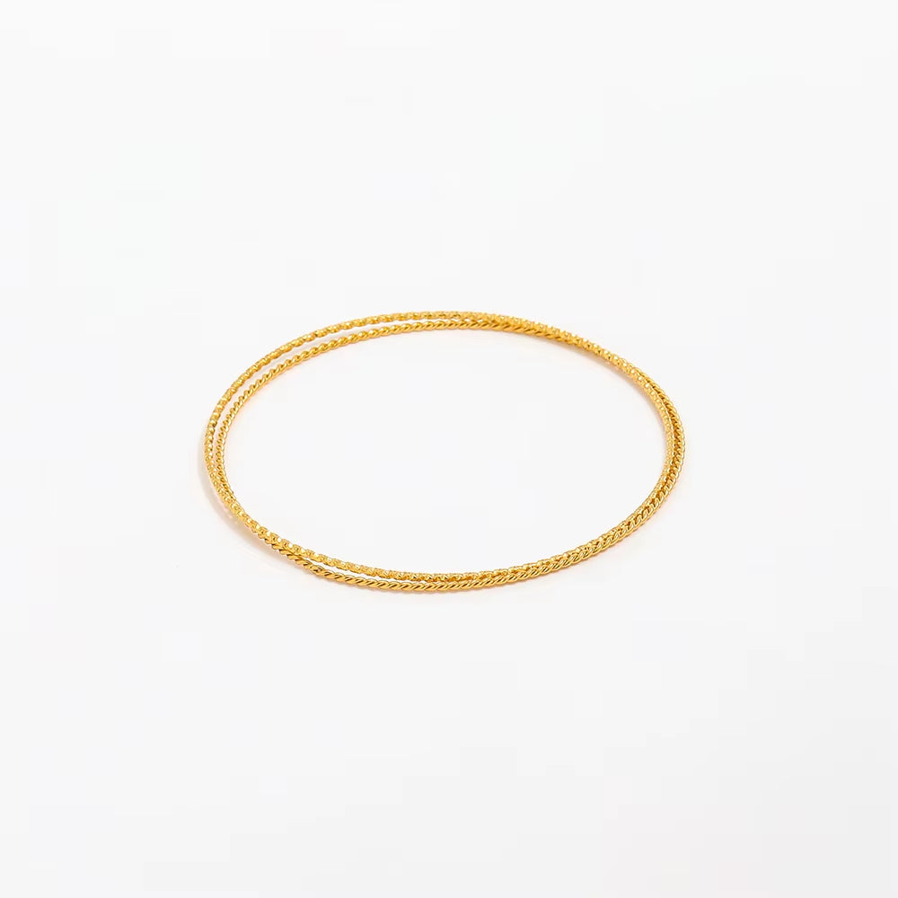 High End PVD 18K Gold Plated Fine Dainty Twist Rope Bangle Bracelet Stainless Steel Jewelry