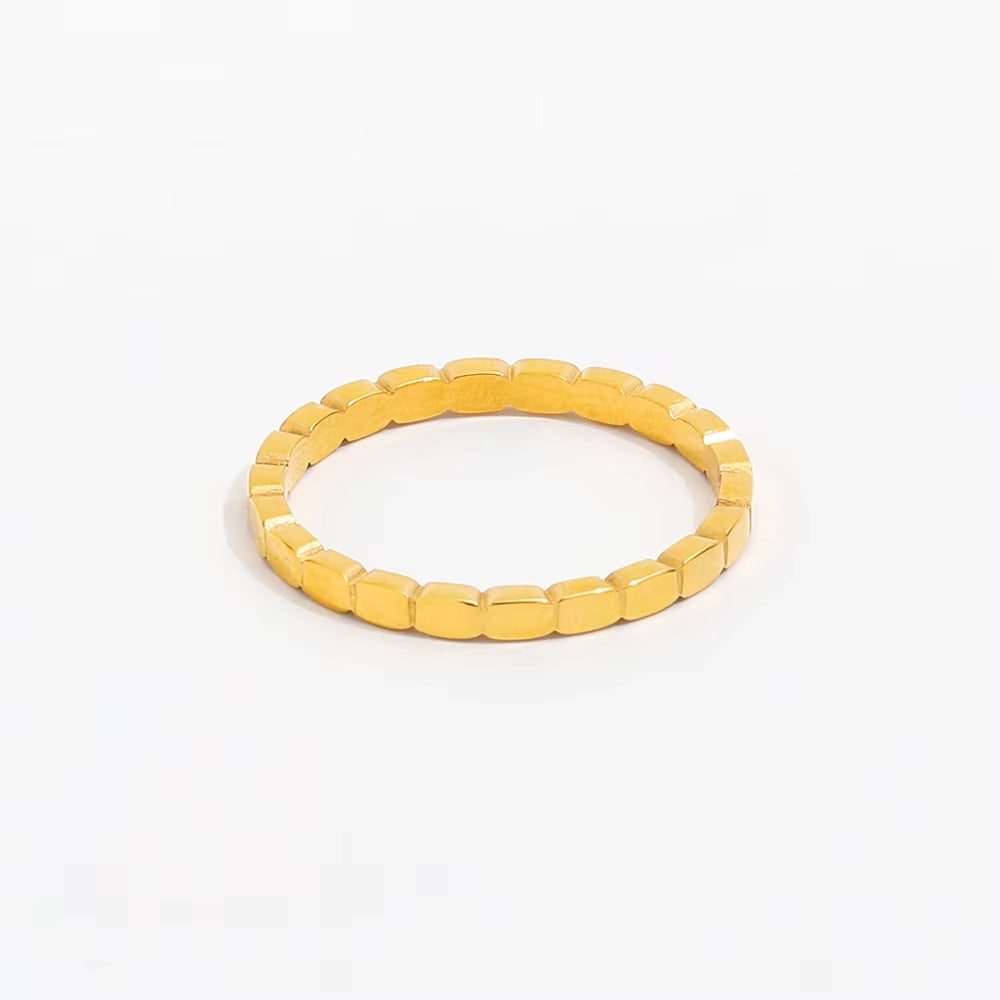 High End 18K Plain Gold Dainty Dot Rings Stainless Steel Trendy Simple Gold Plated Jewelry