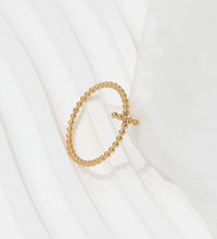 High End Pvd Gold Plated Tiny Dainty Cross Bead Stainless Steel Rings for Women Trendy Jewelry Wholesale