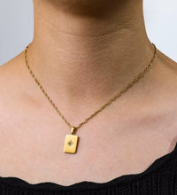 Joolim Jewelry 18K Gold PVD Plated North Star Rectangle Necklace Stainless Steel Necklace Tarnish Free Waterproof Gold Jewelry