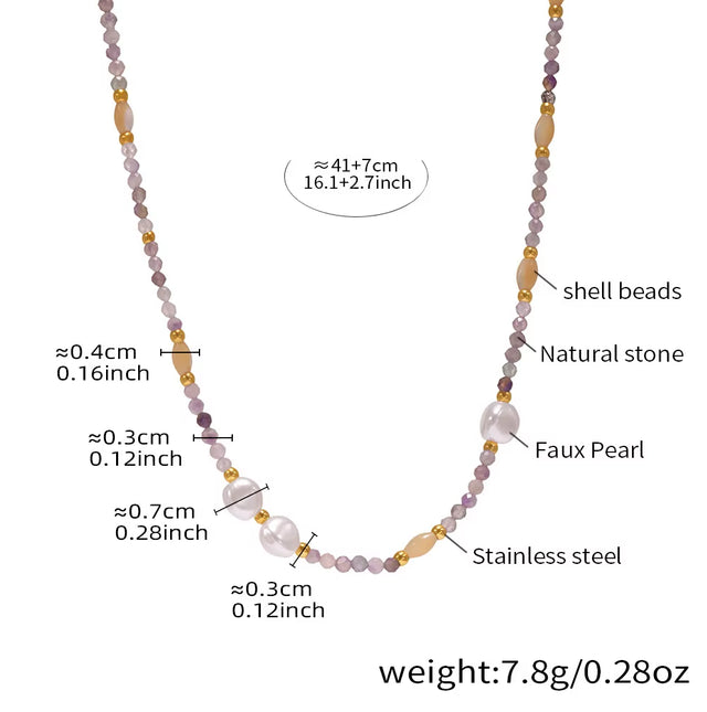 Joolim 18K Gold Plated Irregular Natural Stone Imitation Pearl Stainless Steel Dainty Chain Heart Necklace Jewelry