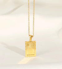 Joolim Jewelry 18K Gold Plated Sun Moon Burst Rectangle Pendant Necklace Stainless Steel Trendy Jewelry