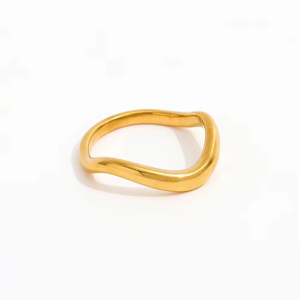 Tarnish Free Waterproof Minimalist Twist Stackable 18K PVD Fashion Gold Plated Stainless Steel Eternity Women Rings Single Piece