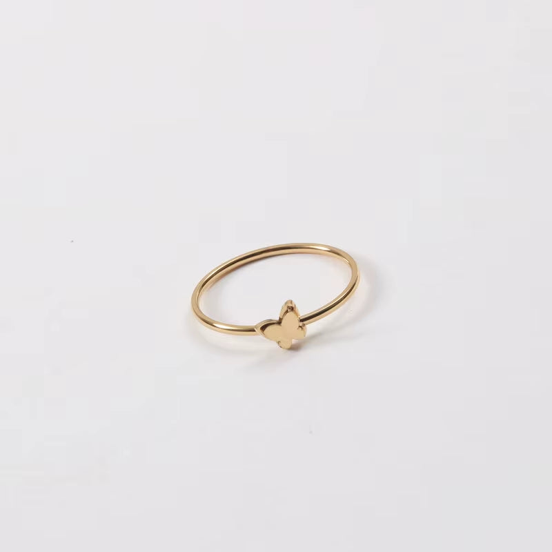 Tarnish Free High End 18K Gold Plated Double-Layer Dainty Butterfly Fashion Rings for Women Stainless Steel Jewelry