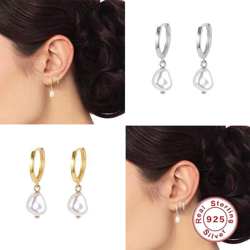 Dainty 925 Sterling Silver Simulated Pearl Earring Fashion Jewelry Wholesale