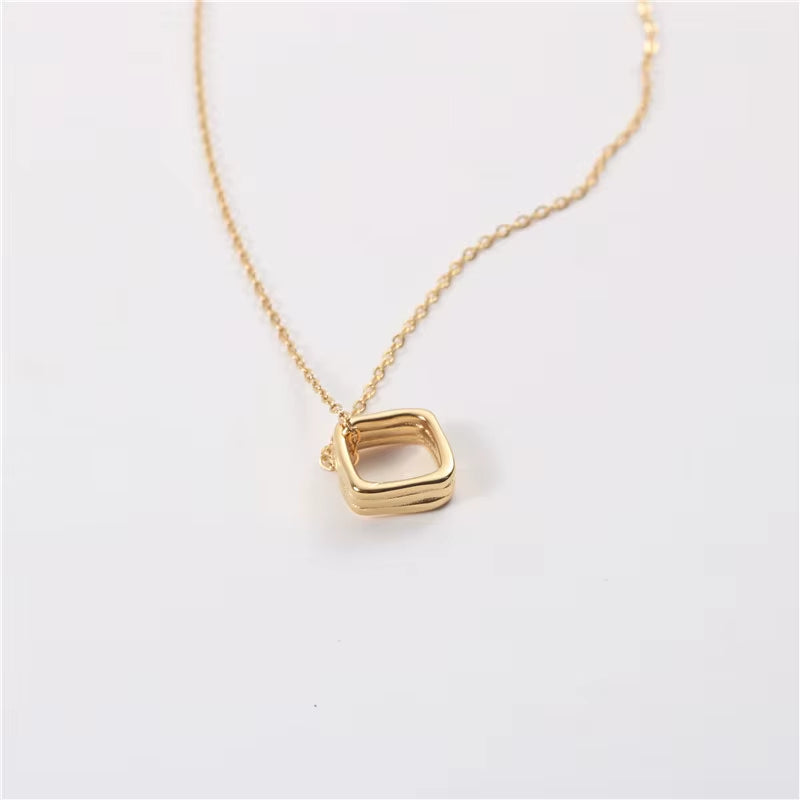 Joolim Jewelry 18K Gold Plated Simple Geometric Pendant Necklace Stainless Steel Necklace
