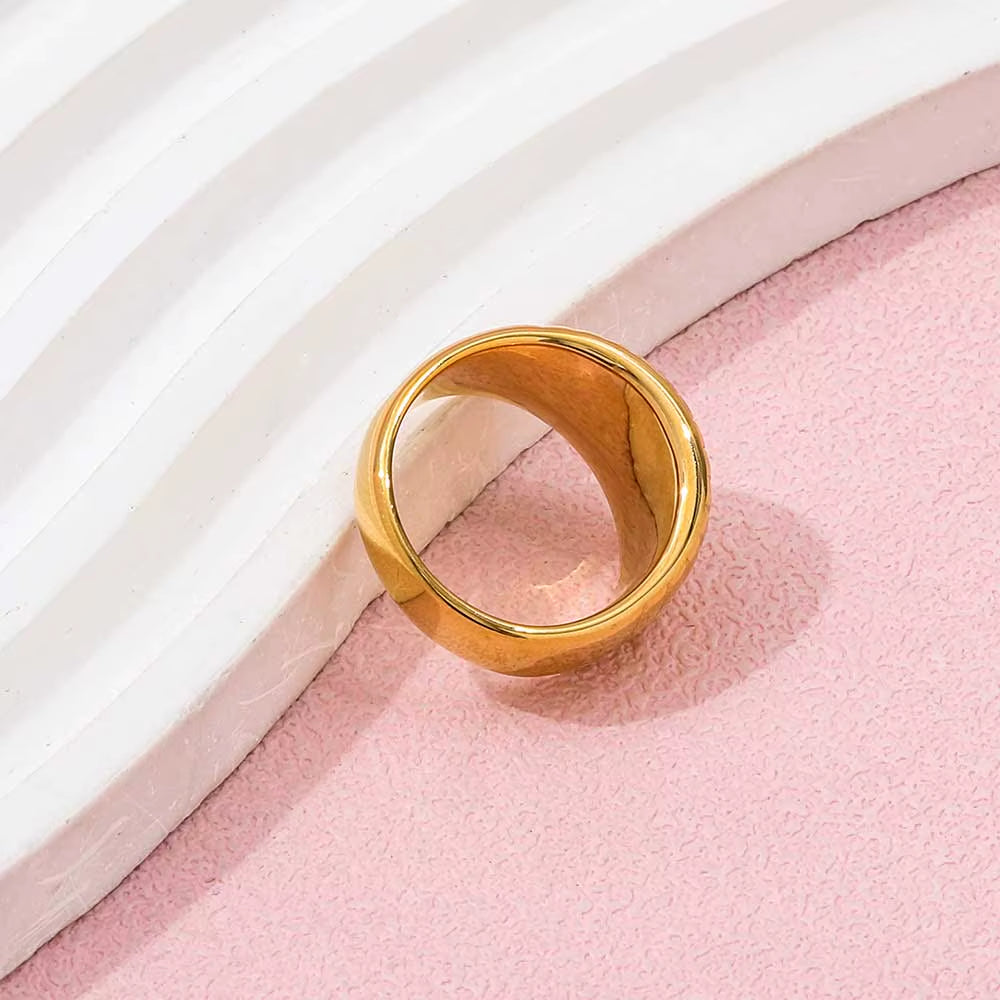 High End 18K PVD Chunky Croissant Rings for Women Stainless Steel Jewelry Wholesale