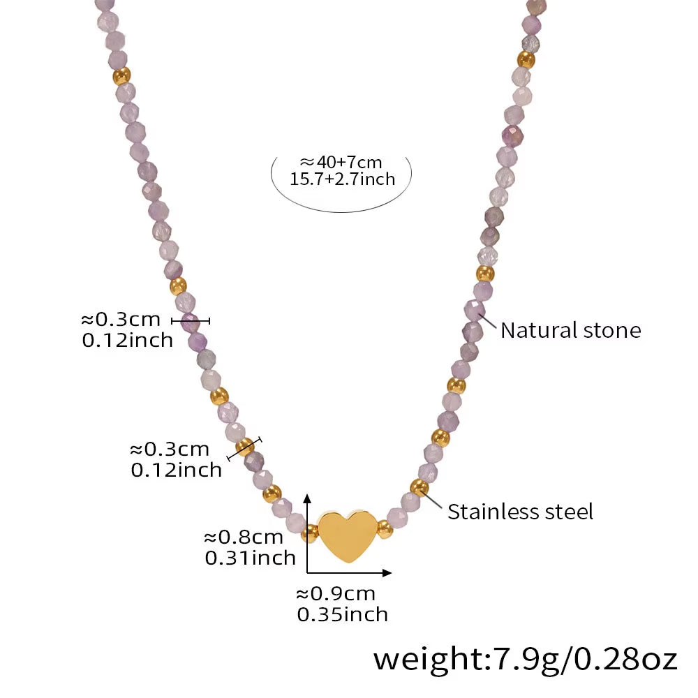 Joolim 18K Gold Plated Irregular Natural Stone Imitation Pearl Stainless Steel Dainty Chain Heart Necklace Jewelry