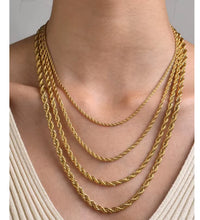 Joolim Jewelry 18K Gold Plated Simple Rope Chain Necklace Stainless Steel Stackable Jewelry Wholesale 2/3/4/5MM
