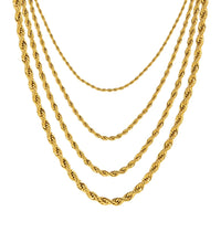 Joolim Jewelry 18K Gold Plated Simple Rope Chain Necklace Stainless Steel Stackable Jewelry Wholesale 2/3/4/5MM