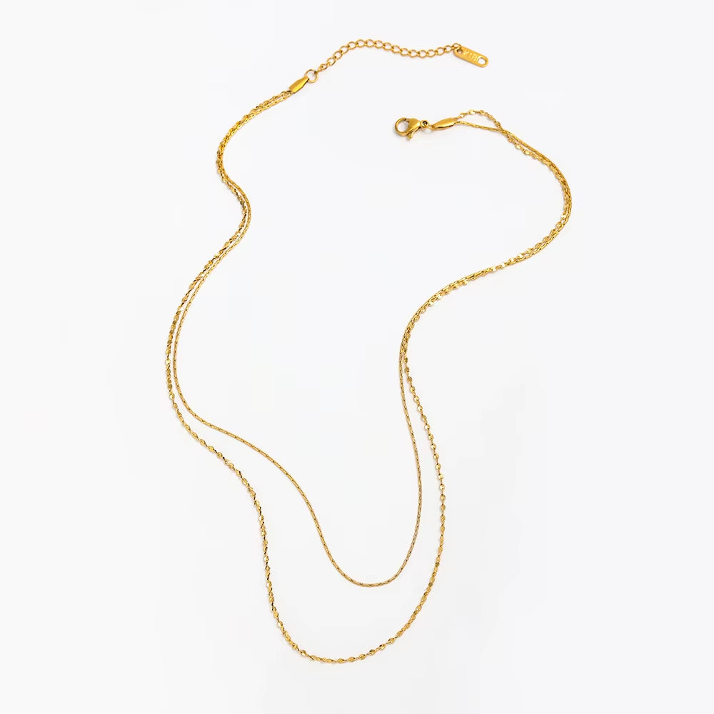 Joolim Jewelry 18K Gold Plated Double-Layer Choker Necklace Stainless Steel Jewelry Wholesale