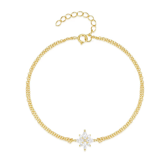 925 Sterling Silver Snowflake Zirconia Pendant Bracelet Fashion Jewelry Gift for Women