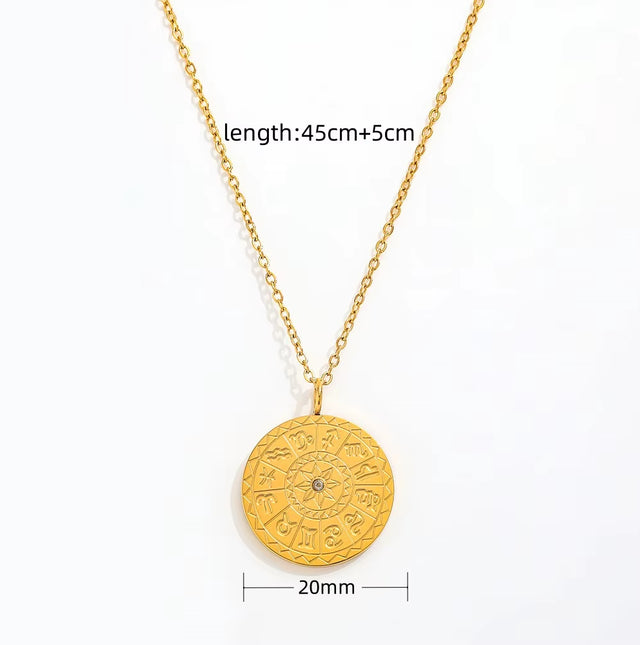 Joolim Jewelry 18K Gold Plated Relief Coin Pendant Choker Necklace Stainless Steel Jewelry Wholesale