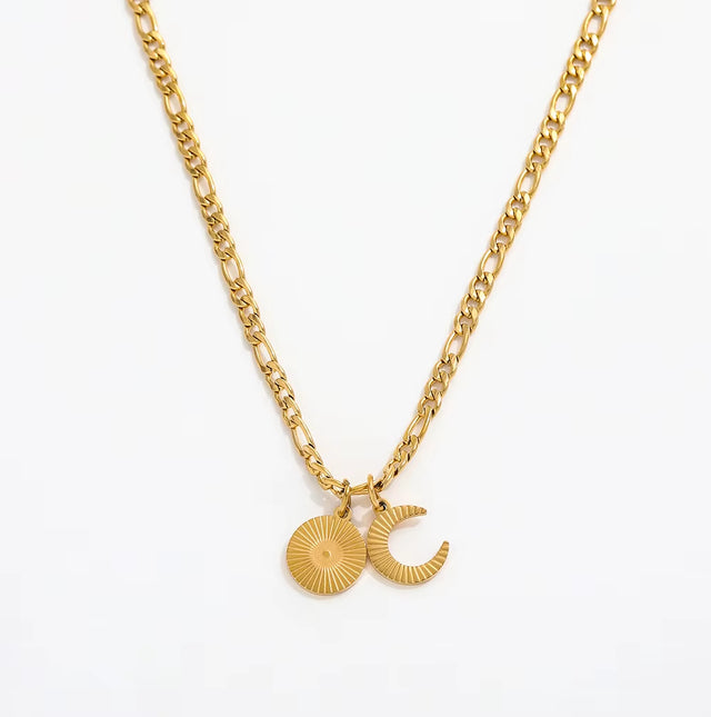 Customized Jewelry Gold Stylish PVD Plated Sun Star Stainless Steel Necklaces Trendy Women Jewelry