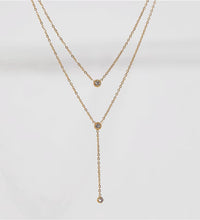 Joolim Jewelry Necklace 18K Gold Plated Dainty Elegant Cubic Zirconia Y Stainless Steel Layered Multi Layer Lariat Necklaces