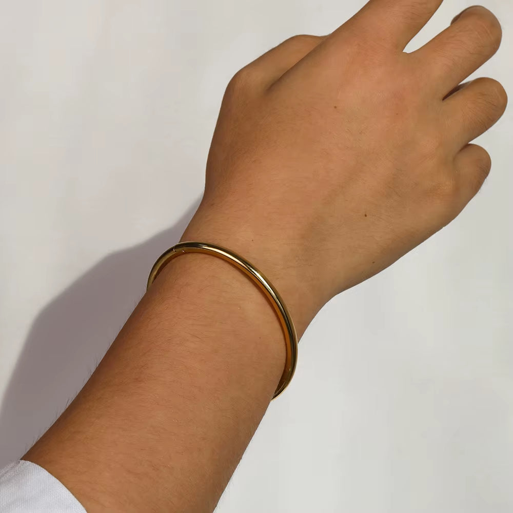 High End Stainless Steel Gold Plated Polishing Bangle Bracelet for Women Fashion Jewelry