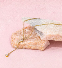 Joolim Jewelry 18K Gold Plated Stainless Steel Necklace Dainty Cubic Double Water Drop Zircon Y Tassel Trendy Parties Gifts