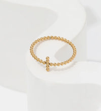 High End Pvd Gold Plated Tiny Dainty Cross Bead Stainless Steel Rings for Women Trendy Jewelry Wholesale