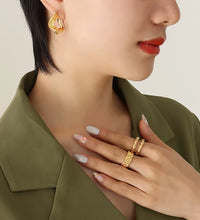 2022 Jewelry Trendy Earring 18K Gold Plated Irregular Waved Texure Hoop Earrings Stainless Steel Jewelry for Women