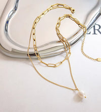 JOOLIM Ready to Ship High End 18K Gold Plated Stainless Steel Single Fresh Water Pearl Pendant Double-Layer Chain Necklace