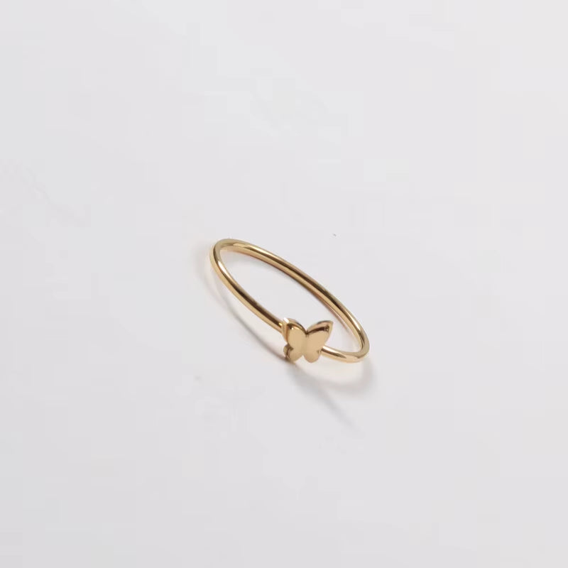 Tarnish Free High End 18K Gold Plated Double-Layer Dainty Butterfly Fashion Rings for Women Stainless Steel Jewelry