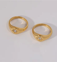 High End 18K PVD Gold Plating Sparkling North Star Stainless Steel Rings Diamond Rings Stainless Steel Jewelry