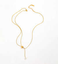 Joolim Snake Chain Pull-Out Type Adjustable Pearl Pendant Necklace Stainless Steel Lariat Necklace Jewelry Wholesale Drop Shippi