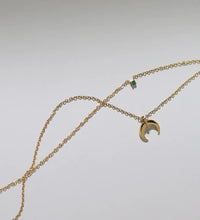 JOOLIM Ready to Ship High End 18K Gold Plated Stainless Steel Jewelry Double-Layer Crescent Green Zirconia Necklace