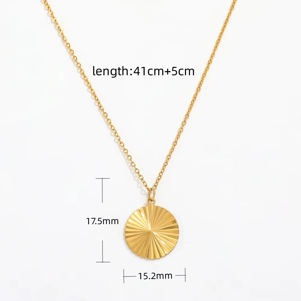 18K Gold Plated round Gear Pendant Necklace Stainless Steel Necklace Wholesale Fast Shipping Jewelry