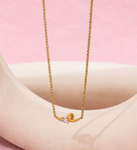 High-End 18K Gold Plated Stainless Steel Twist Waterdrop Zircon Pendant Necklace for Anniversary Occasions