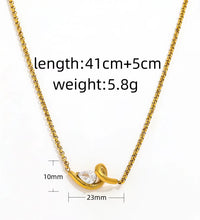 High-End 18K Gold Plated Stainless Steel Twist Waterdrop Zircon Pendant Necklace for Anniversary Occasions