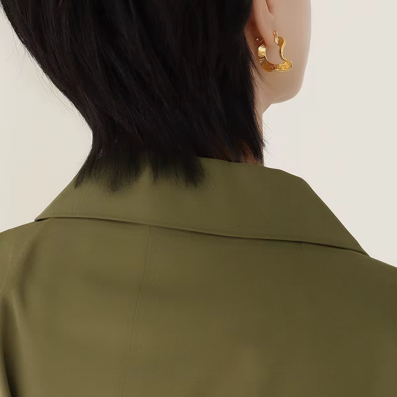 2022 Jewelry Trendy Earring 18K Gold Plated Irregular Waved Texure Hoop Earrings Stainless Steel Jewelry for Women