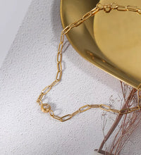 18K PVD Gold Plated Waterproof Stainless Steel Paper Clip Chain round Zirconia Bracelet for Women Wholesale Jewelry