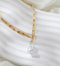 Joolim Jewelry 18K Gold Plated Link Chain Necklace Pearl Pendant Necklace