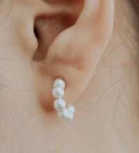 Joolim Jewelry round Glass Pearl Hoop Earring 18K Gold Plated Stainless Steel Women Earring for Women